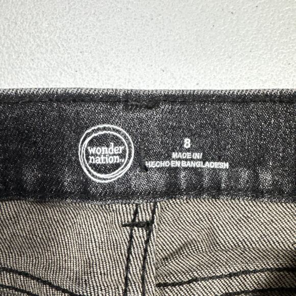 Wonder Nation Skate Fit Jeans Boys 8 Faded Black Denim Adjustable Waist Distress - Picture 3 of 12